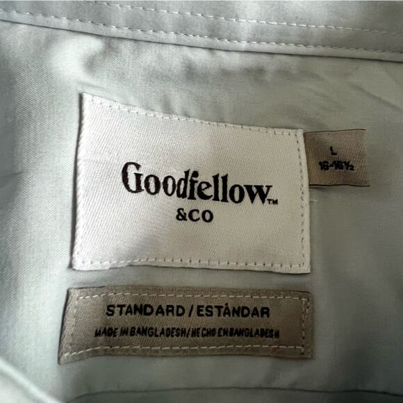 NWOT Goodfellow & Co Standard Fit Grey Blue Long Sleeve Button Down Shirt Large - Picture 6 of 9